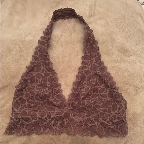 Brown Lace Halter Bralette - Picture 1 of 3